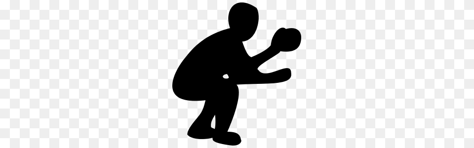 Simple Baseball Catcher Sticker, Adult, Kneeling, Male, Man Png Image