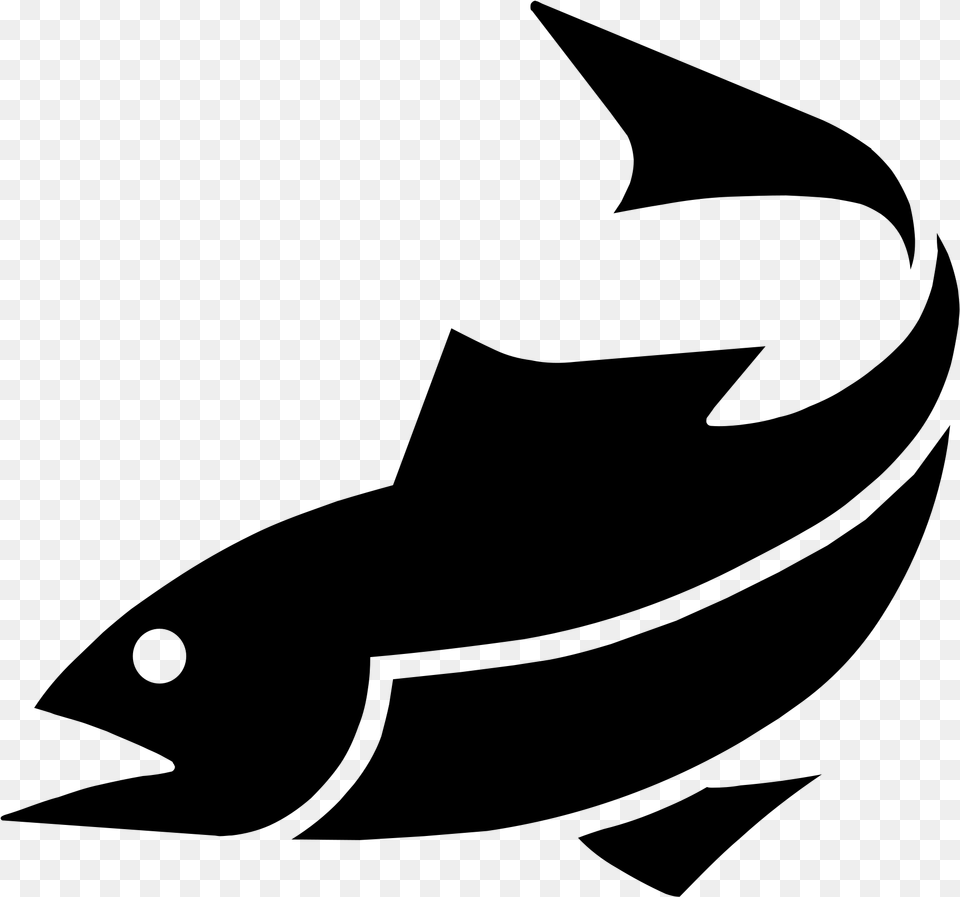 Simple Bass Black And White Fish Icon, Gray Free Png