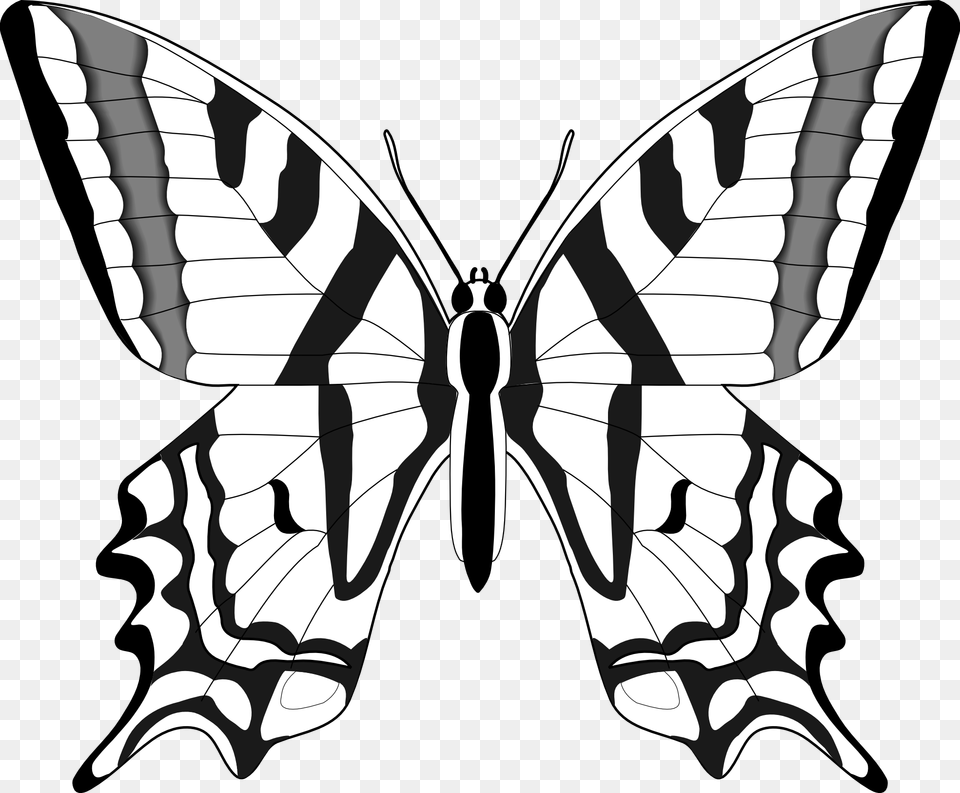 Simple Black And White Butterfly Clipart, Stencil, Art, Animal, Insect Png