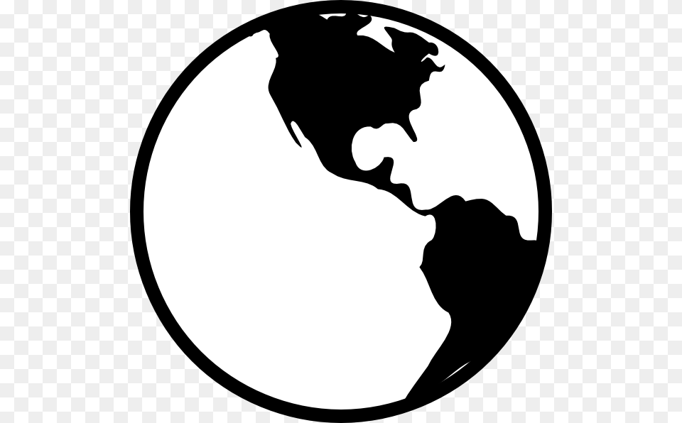 Simple Black And White Earth Clip Art At Clker Com Black And White Cartoon Earth, Astronomy, Outer Space, Planet, Globe Free Png