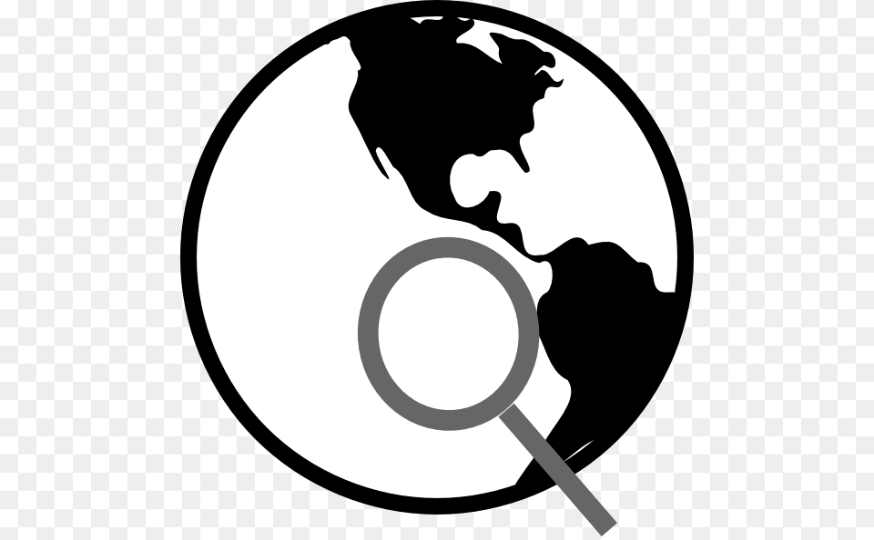 Simple Black And White Earth With Magnifying Glass Earth Black And White, Astronomy, Outer Space, Planet, Globe Free Transparent Png