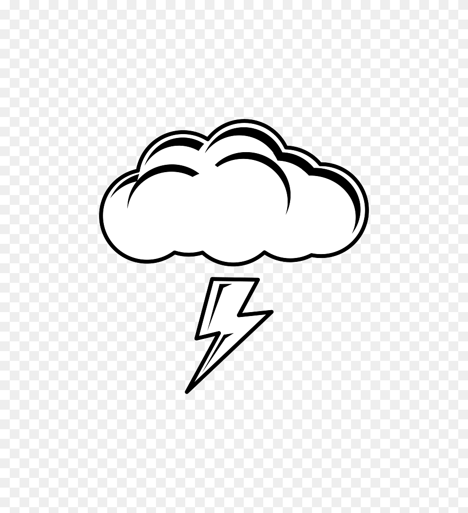 Simple Black And White Thunder Cloud, Stencil, Logo Free Transparent Png