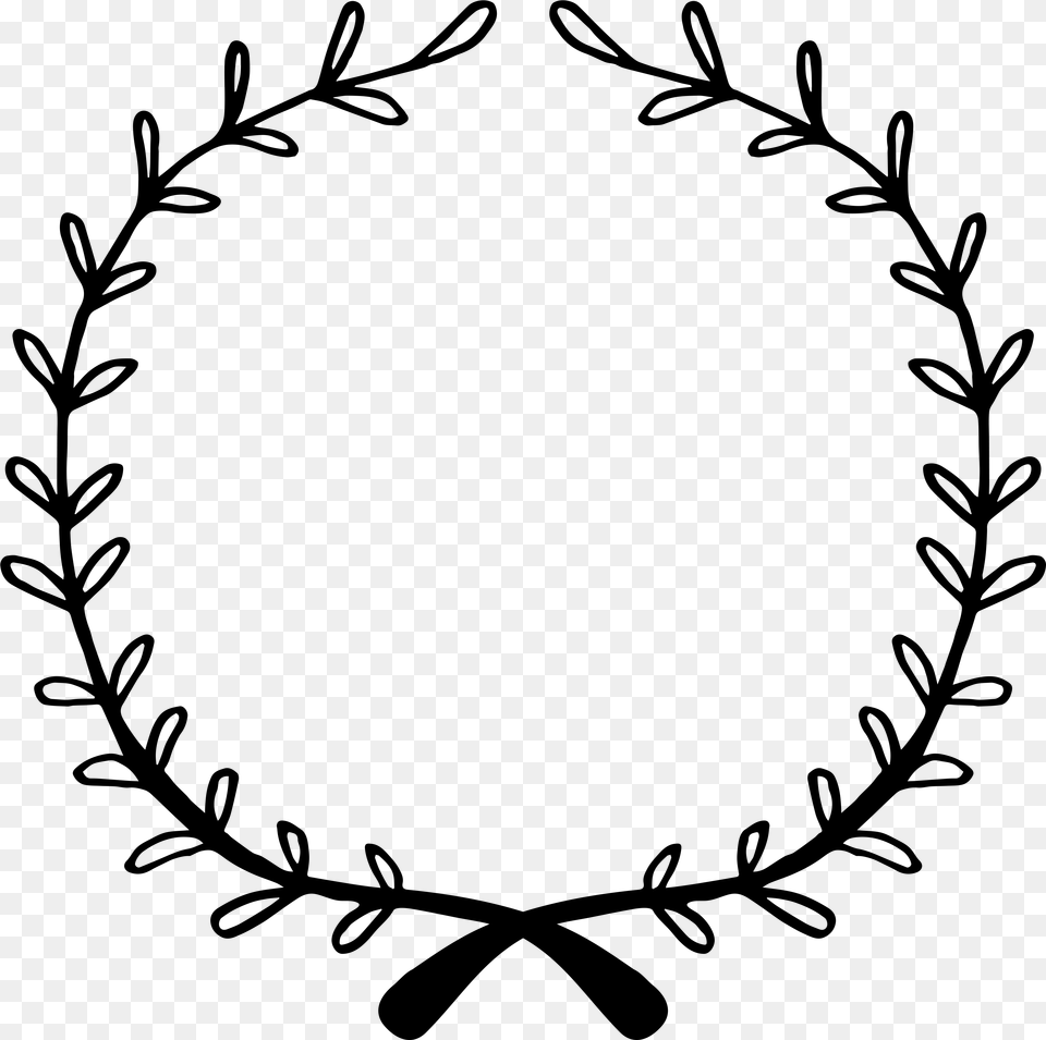 Simple Black And White Wreath Clipart, Gray Png