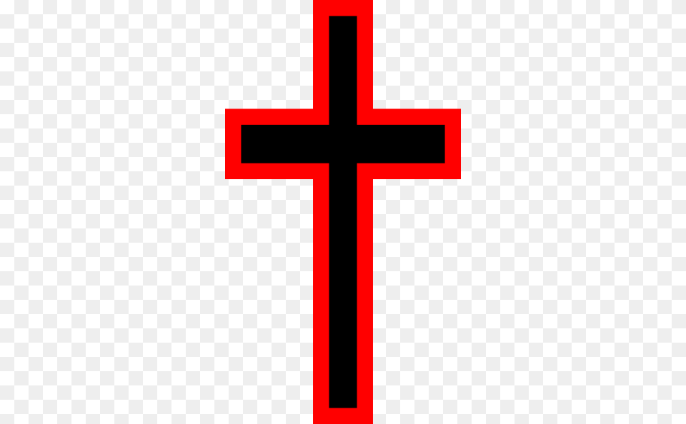 Simple Black Cross With Red Outline Clip Art, Symbol Png Image