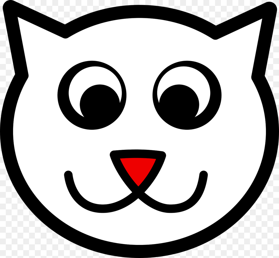 Simple Cat Cartoon Black And White, Stencil, Disk Png Image