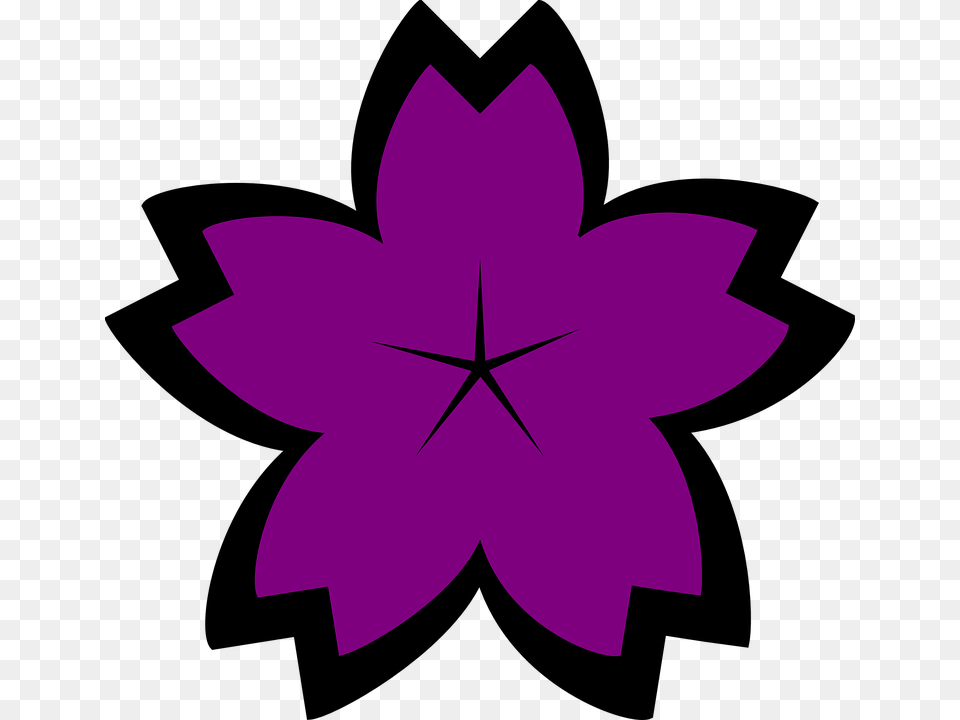 Simple Cherry Blossom Flower Drawing, Leaf, Plant, Purple, Symbol Free Png