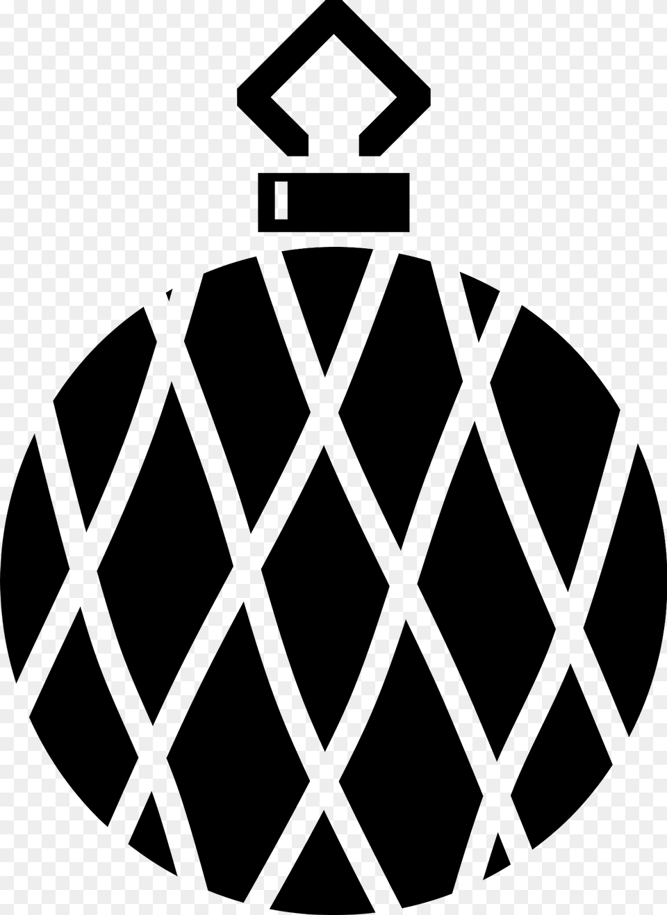Simple Christmas Ornament Black And White With Crosshatch Pattern Clipart, Bottle, Cosmetics, Perfume, Cross Free Png