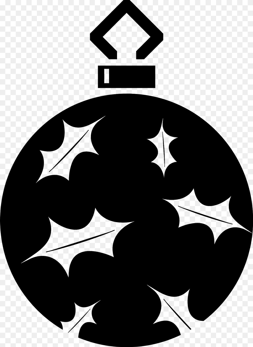 Simple Christmas Ornament Black And White With Leaf Pattern Clipart, Symbol, Logo, Accessories Png