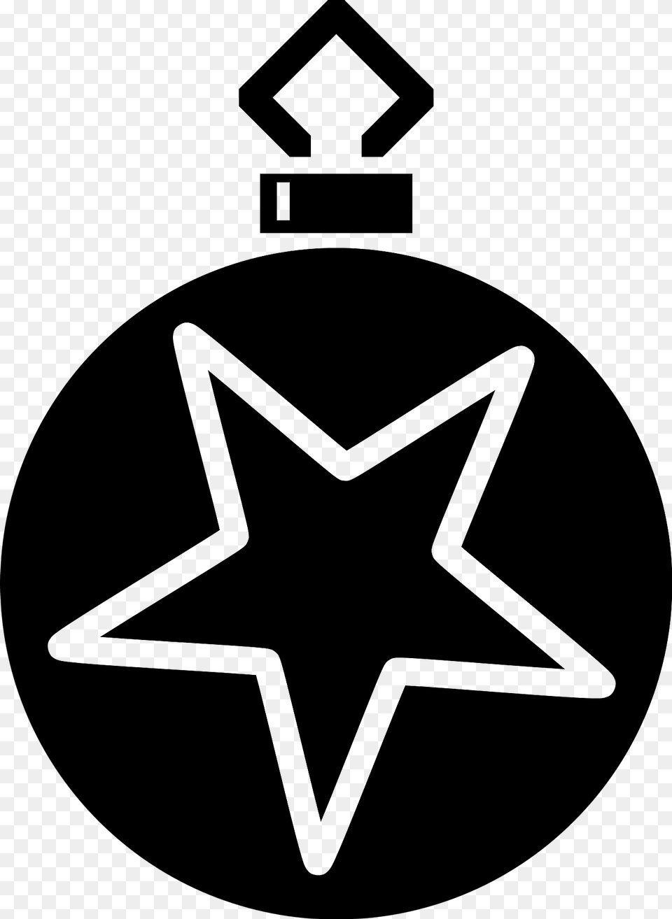 Simple Christmas Ornament Black And White With Single Star Clipart, Star Symbol, Symbol, Disk Free Transparent Png
