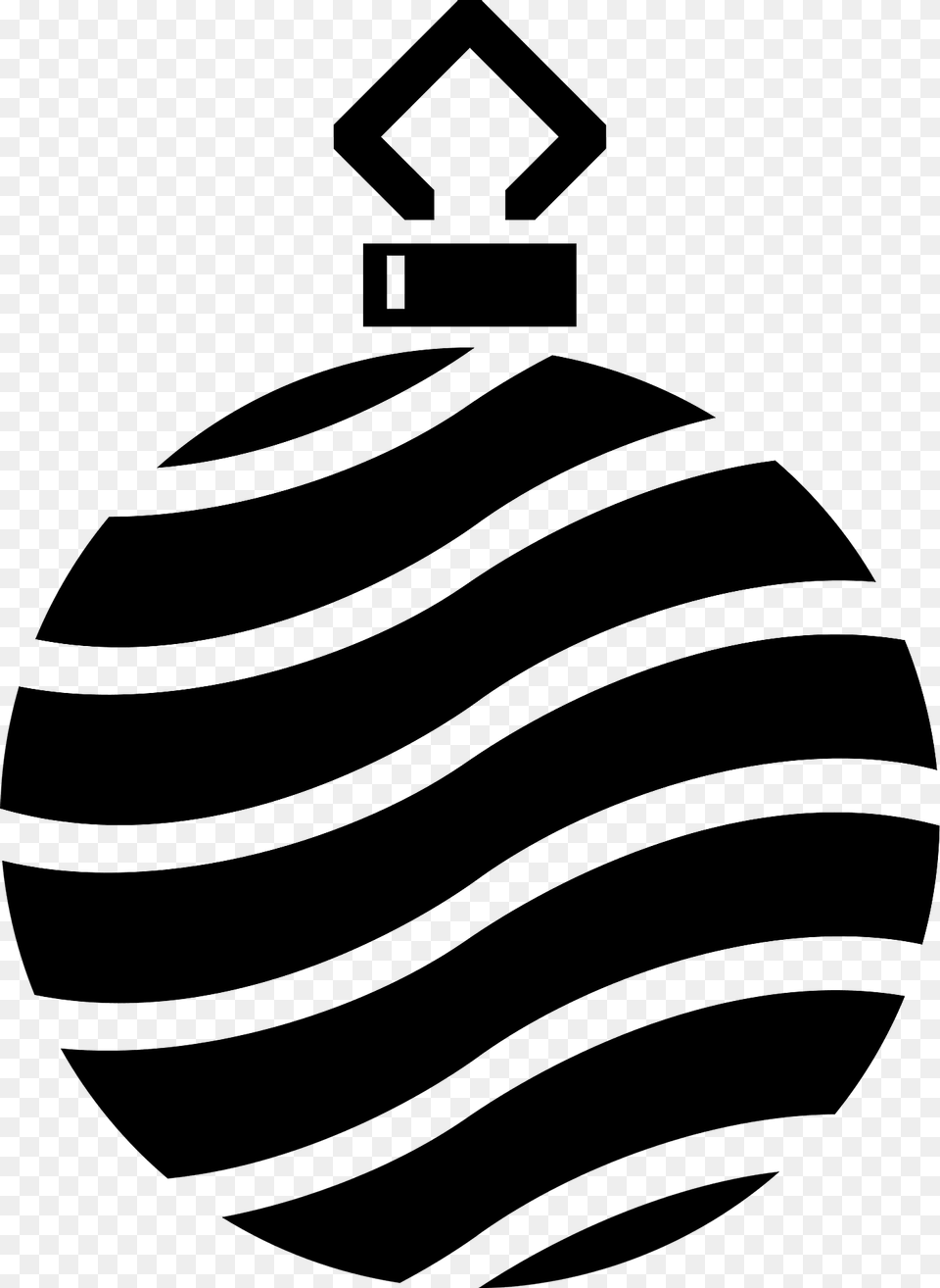 Simple Christmas Ornament Black And White With Stripes Clipart, Sphere, Weapon, Ammunition, Bomb Free Png