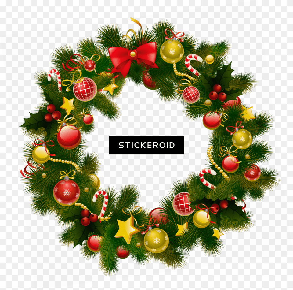 Simple Christmas Wreath Full Size Image Pngkit Xmas Wreath Gif, Plant Free Png Download