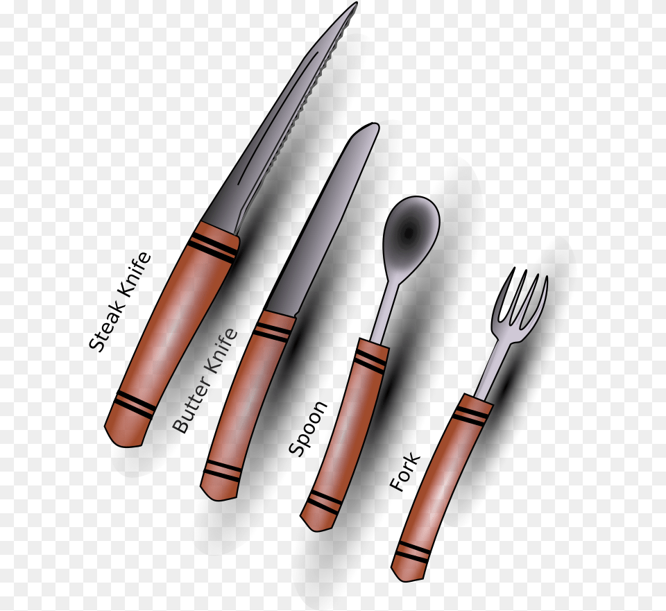 Simple Cutlerysilverware Clip Arts Cartoon Silverware, Cutlery, Fork, Spoon Png Image