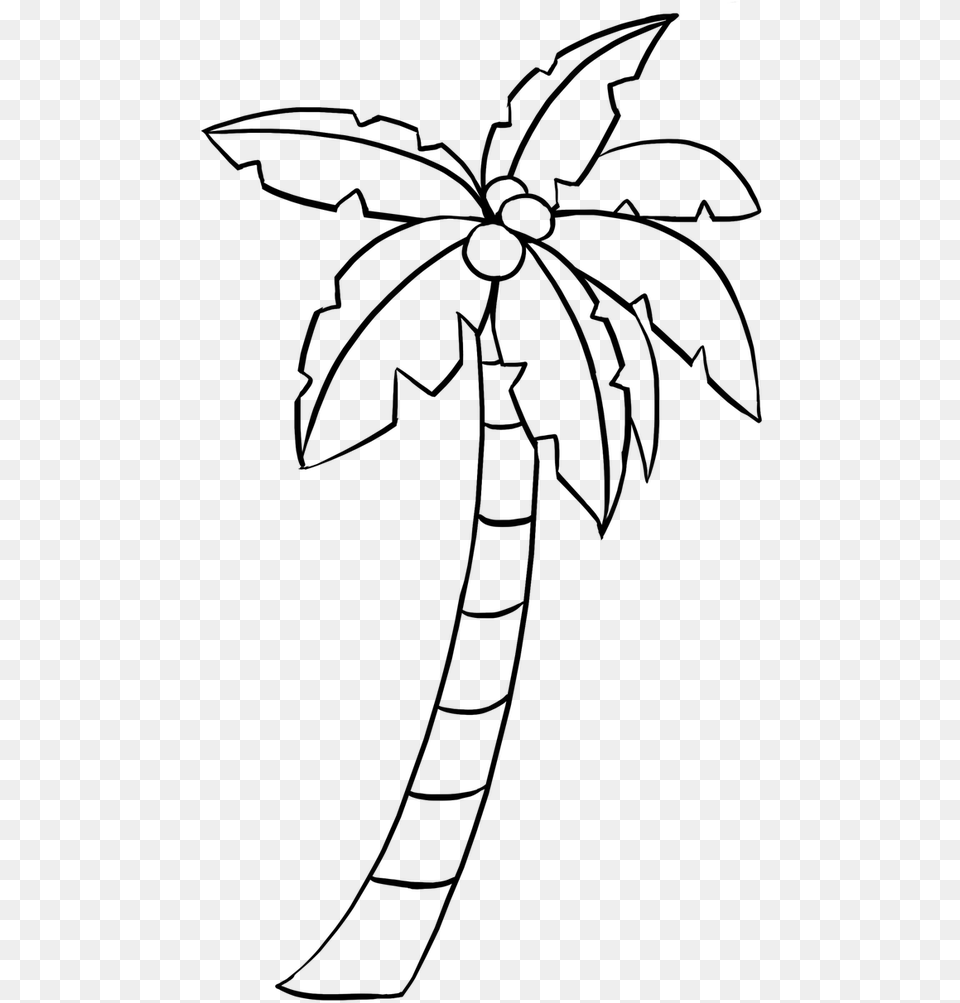 Simple Drawing Palm Tree, Gray Png