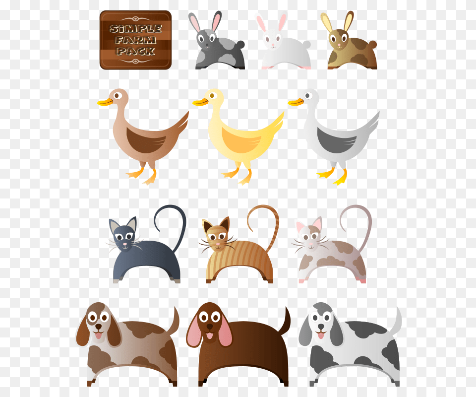 Simple Farm Animals, Animal, Bird, Person, Canine Png Image