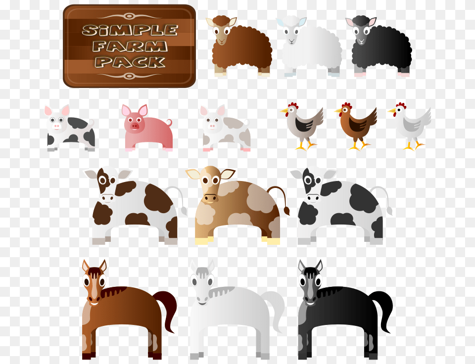 Simple Farm Animals, Animal, Bird, Chicken, Poultry Png