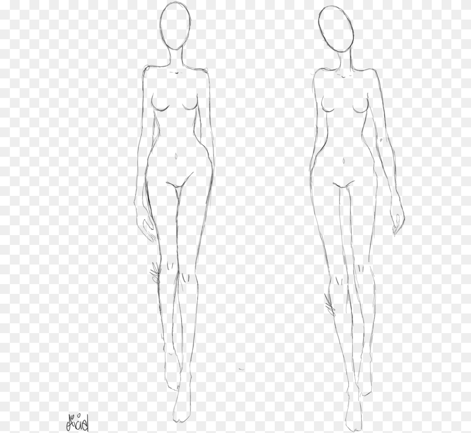 Simple Fashion Croquis, Gray Free Png