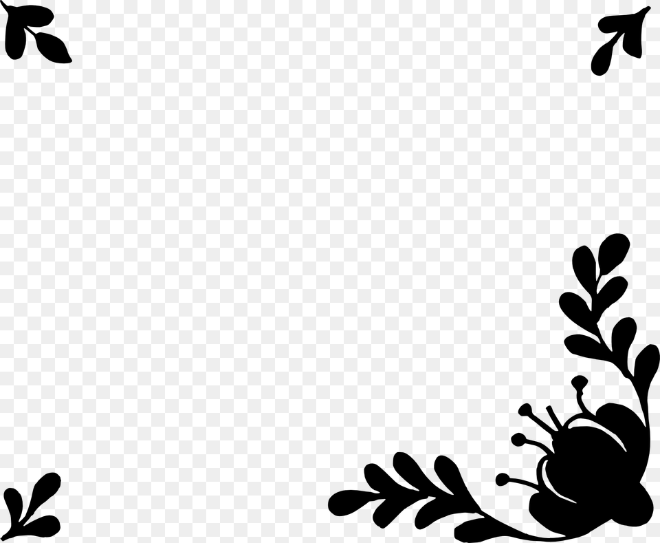 Simple Flower Border Vector Black And White, Art, Floral Design, Graphics, Pattern Free Png