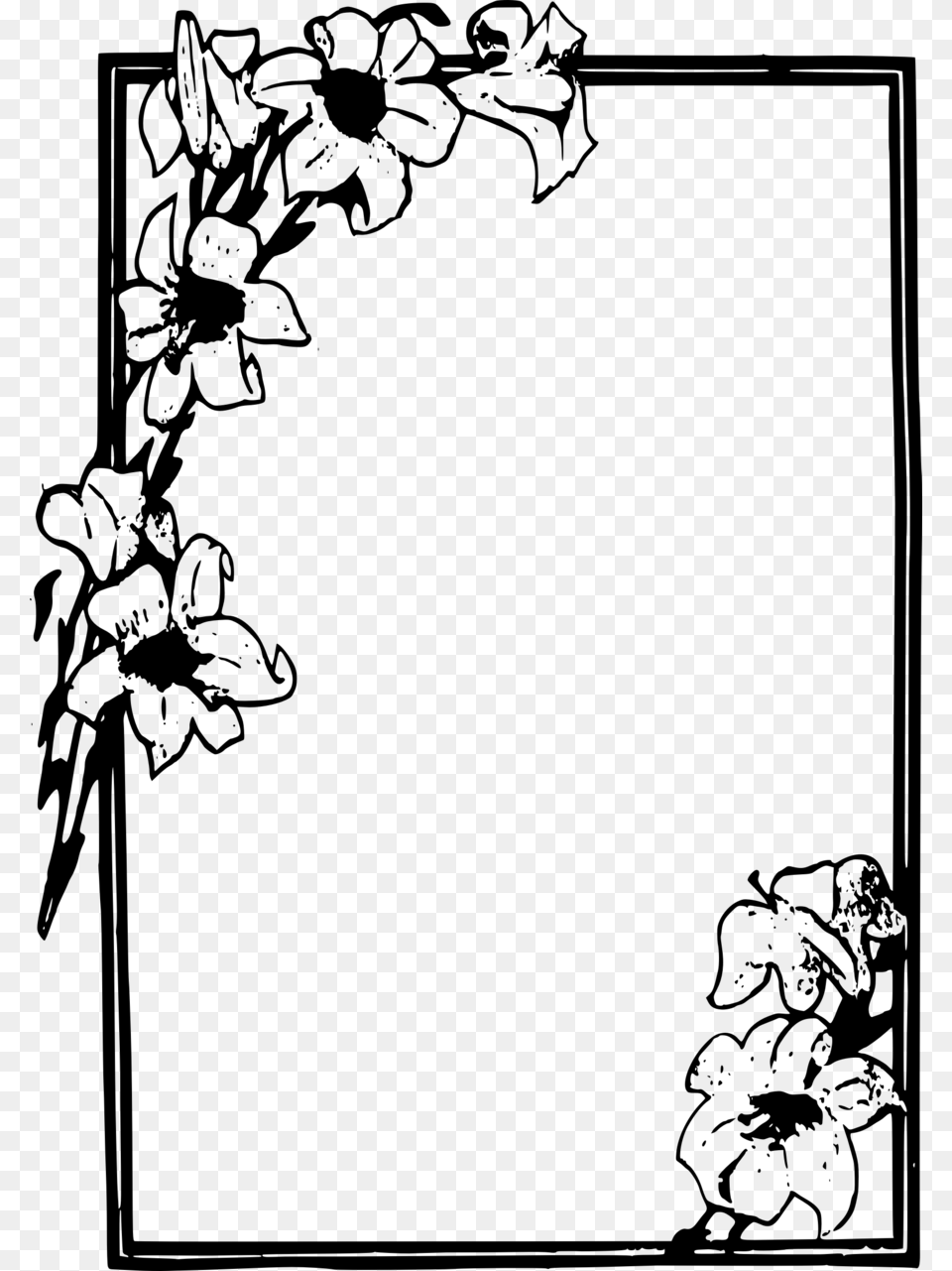 Simple Flower Frame Clipart Picture Frames Flower Clip Flower Frames For Drawing, Gray Free Png Download