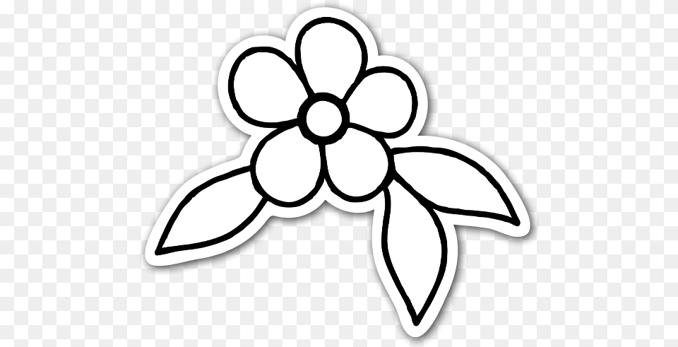 Simple Flower Ornament Sticker Stickers Black And White Simple, Stencil, Plant Png