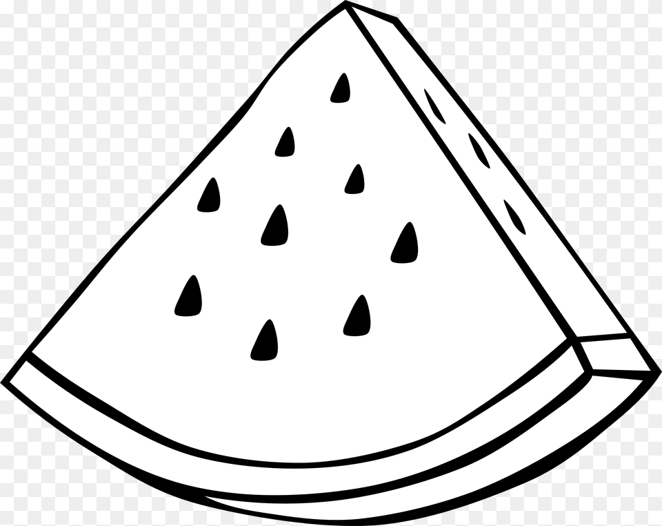 Simple Fruit Big Image Watermelon Clipart Black And White, Triangle, Food, Plant, Produce Free Transparent Png