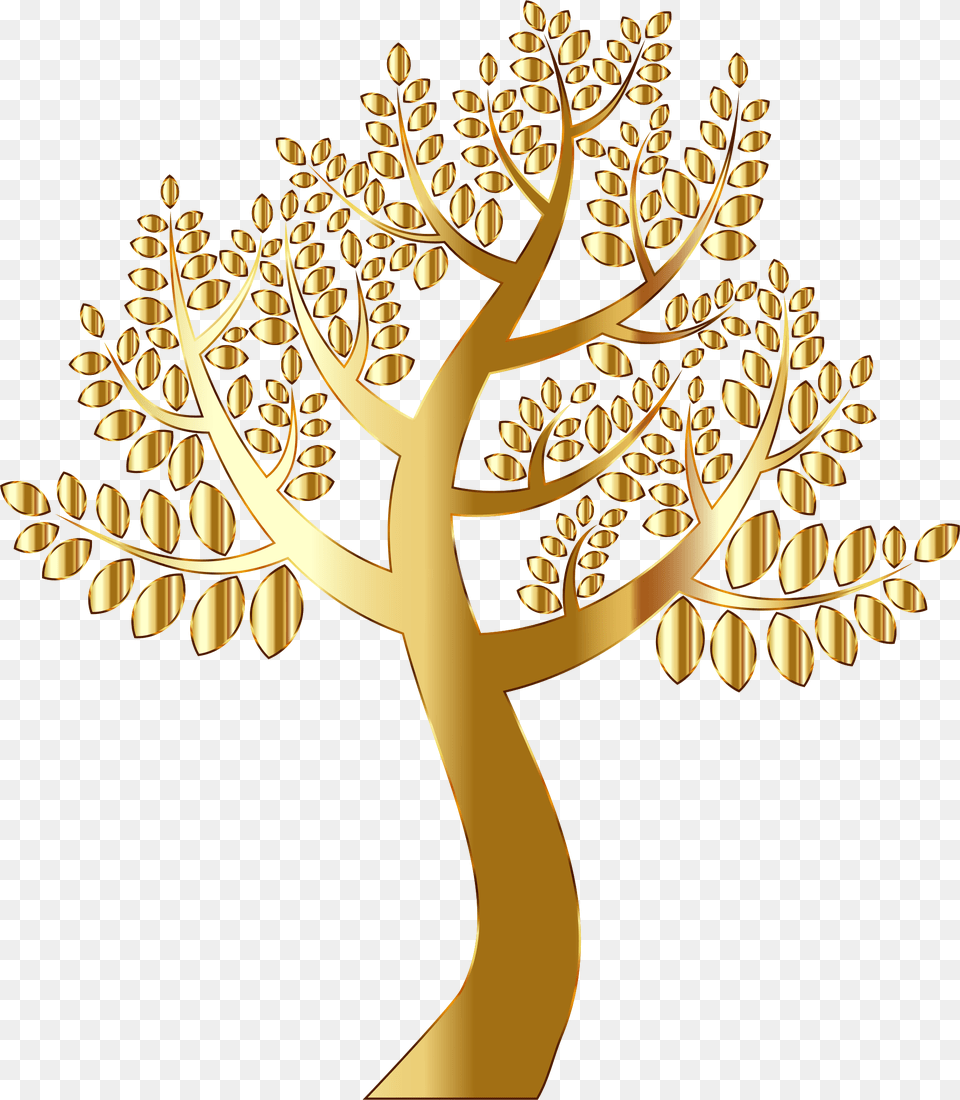 Simple Gold Tree Without Background Clip Arts Gold Tree With Background, Festival, Hanukkah Menorah, Art Free Png