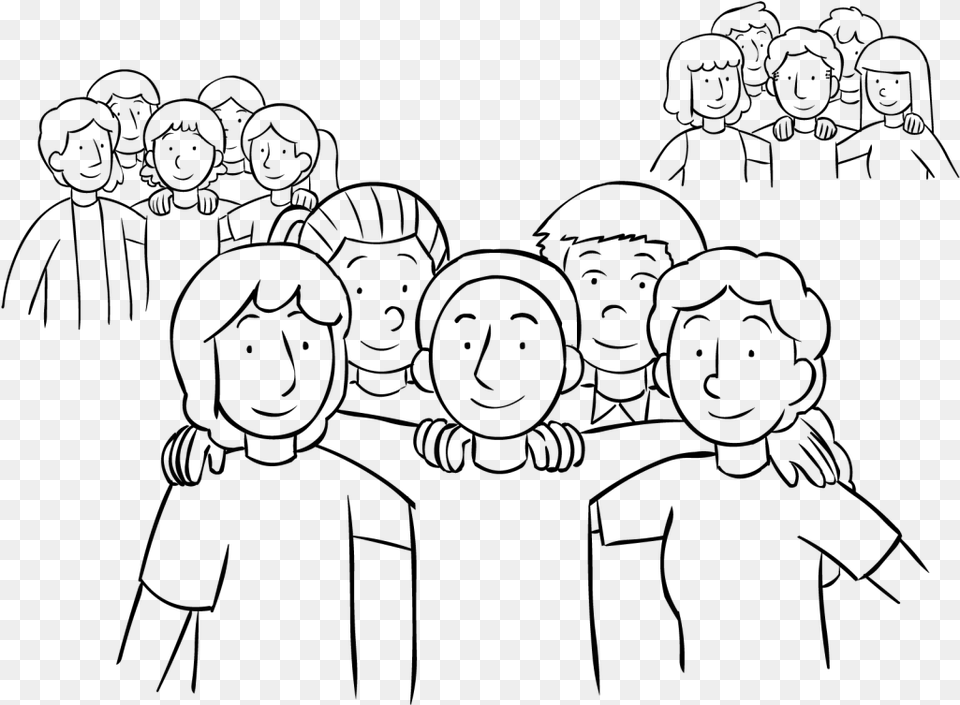 Simple Group Of People Drawing Simple Drawing Of People, Gray Png
