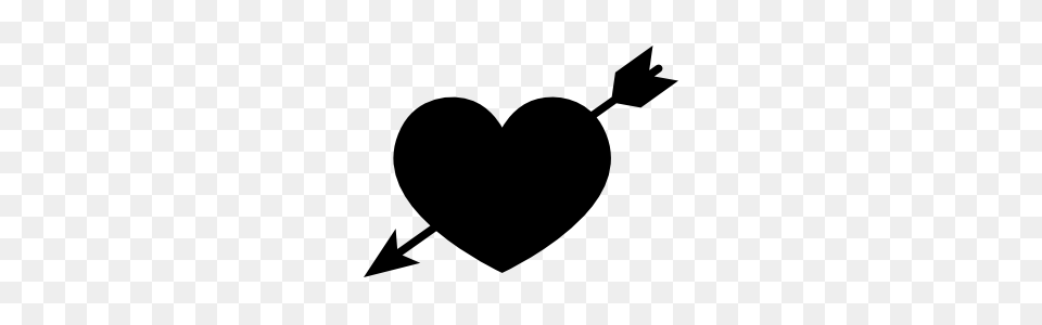 Simple Heart With Arrow Sticker, Stencil, Silhouette Free Png Download