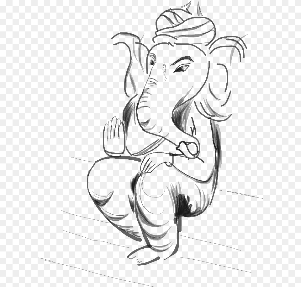 Simple Illustration Of Ganesh Ganesh Sketch Images Hd, Art, Drawing, Person Free Png Download