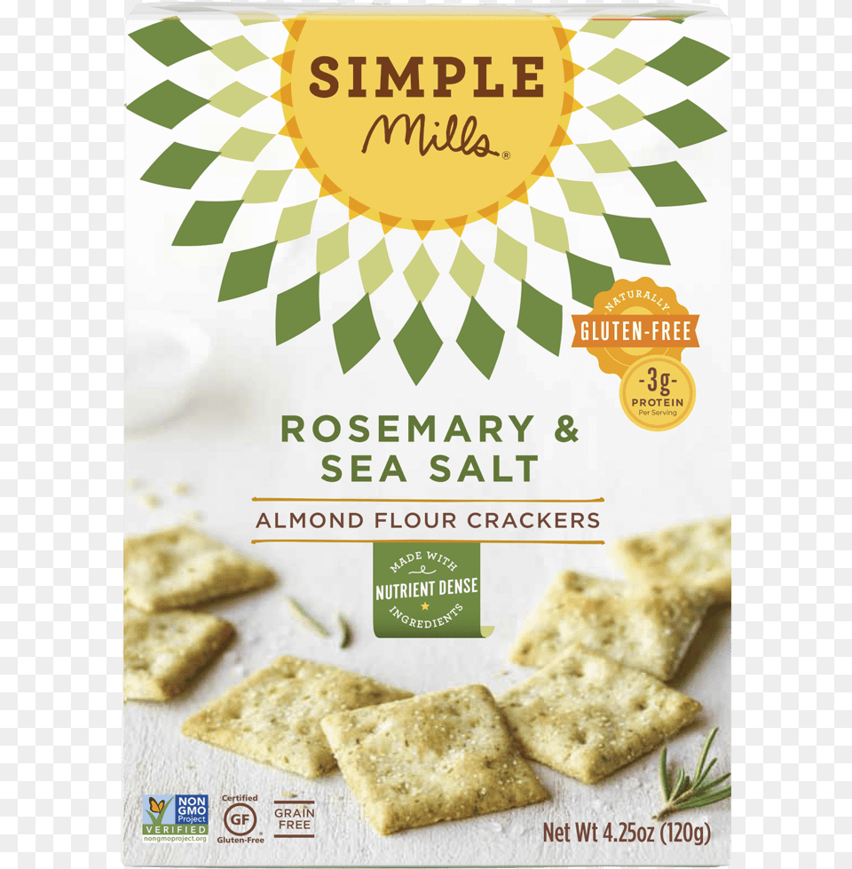 Simple Mills Rosemary Amp Sea Salt Crackers Rosemary Sea Salt Cracker, Bread, Food Png