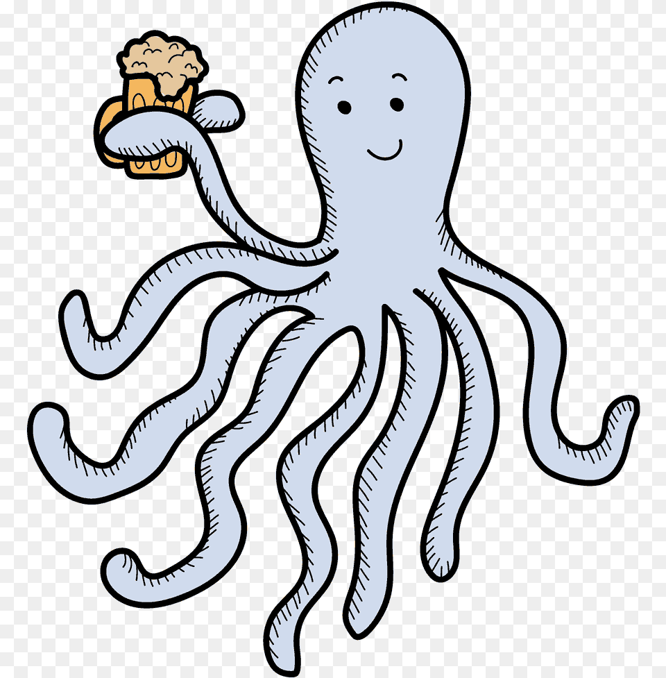Simple Of The Octopus Enjoying A Beer Pulled From Beer, Animal, Sea Life, Invertebrate, Baby Free Png