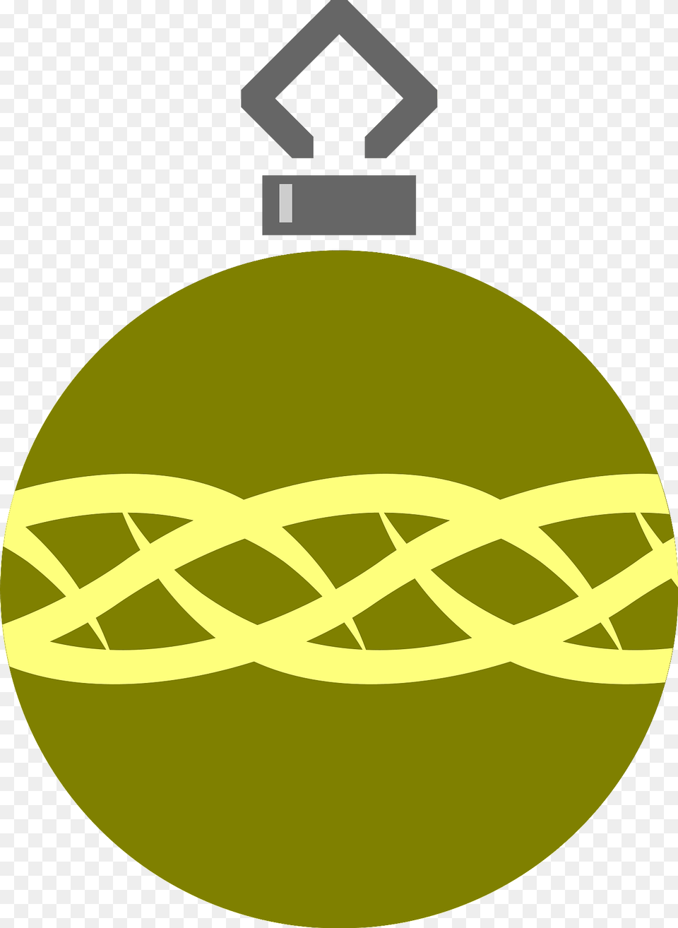 Simple Olive Green Christmas Ornament With Yellow Chain Pattern Clipart, Gold Free Png