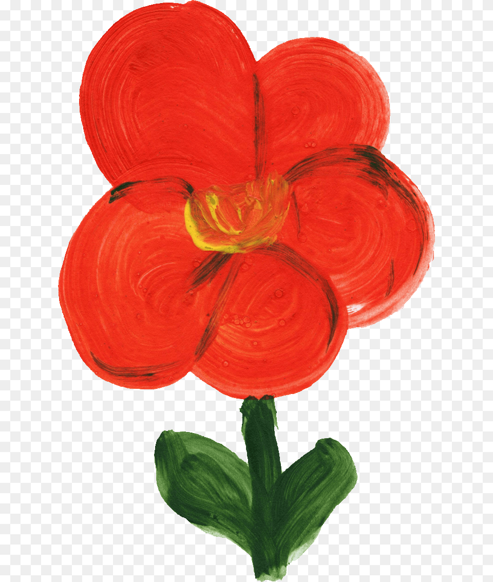 Simple Painted Flower Flower Painted, Plant, Art, Petal, Geranium Png Image