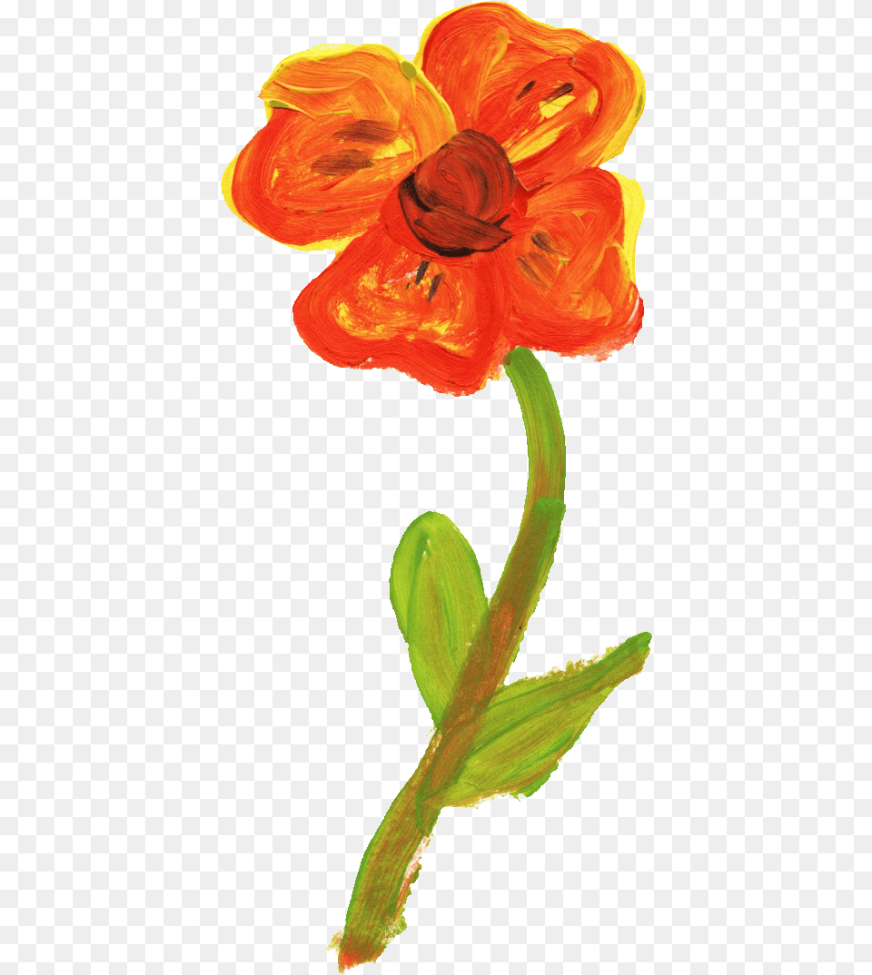 Simple Painted Flower Painting Of Flowers Simple, Petal, Plant, Anther, Face Png Image