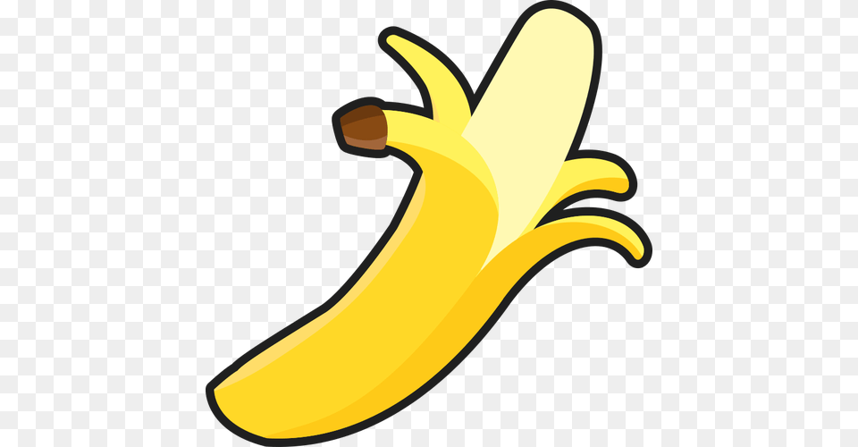 Simple Peeled Banana Vector Drawing, Food, Fruit, Plant, Produce Free Transparent Png
