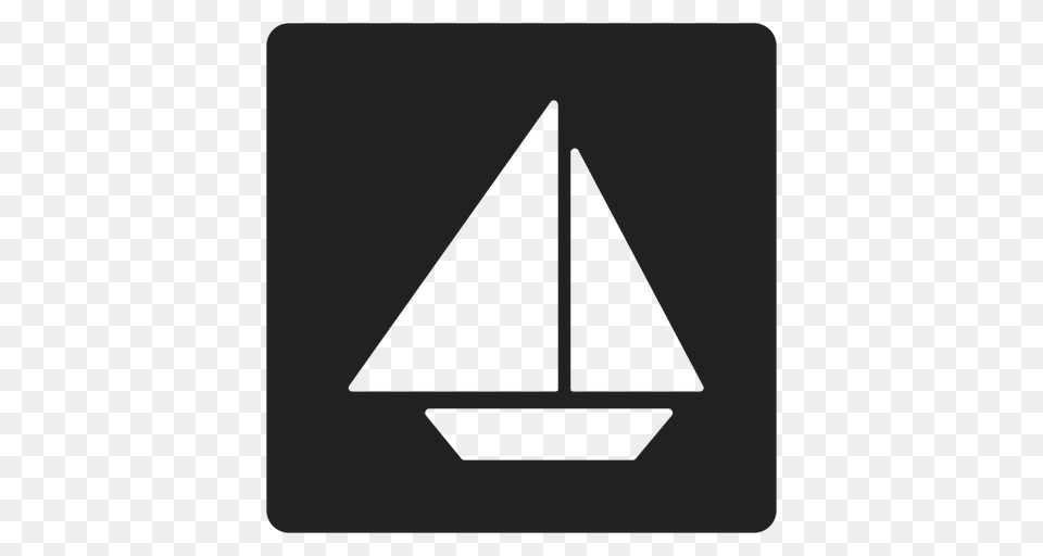 Simple Sailboat Square Icon, Boat, Transportation, Triangle, Vehicle Png Image
