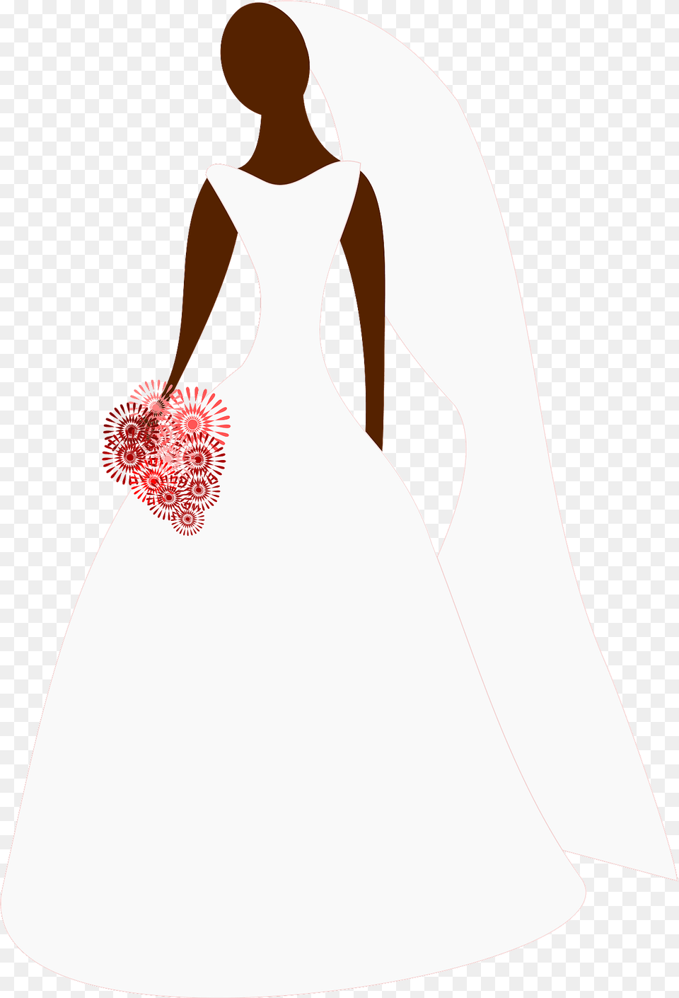 Simple Silhouette Of Dark Skin Bride In Her Wedding Dress Clipart, Formal Wear, Wedding Gown, Clothing, Fashion Free Transparent Png