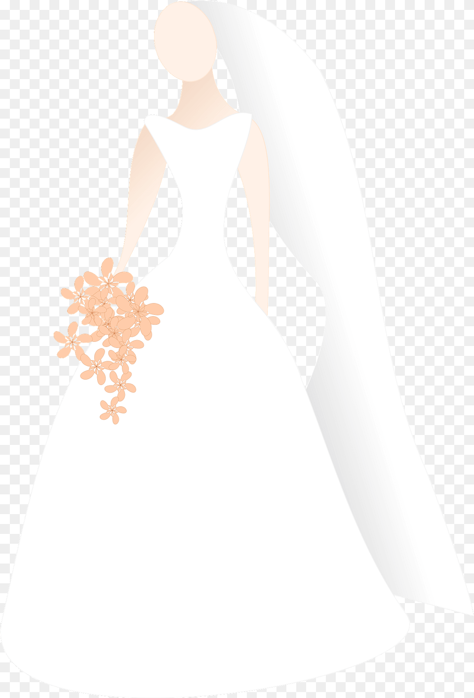 Simple Silhouette Of Light Skin Bride In Her Wedding Dress Clipart, Formal Wear, Wedding Gown, Clothing, Fashion Free Png