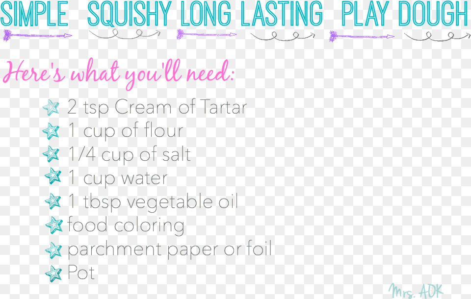 Simple Squishy Long Lasting Play Dough Ingredients Heeren Van Sonoy, Text, Blackboard Free Transparent Png