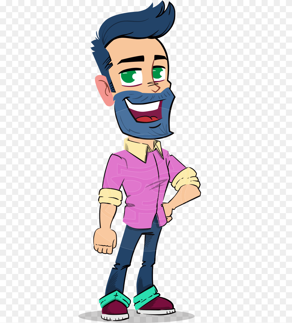 Simple Style Cartoon Of A Man With Beard Simple Cartoon Characters, Book, Comics, Publication, Baby Free Png Download