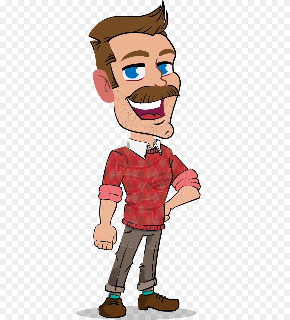Simple Style Cartoon Of A Man With Mustache Cartoon, Book, Comics, Publication, Baby Free Png Download