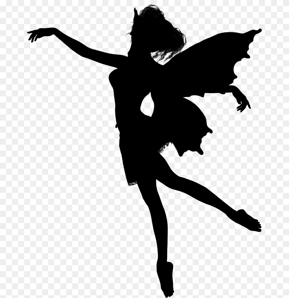 Simple Tinkerbell Silhouette Transparent Fairy Silhouette, Gray Free Png