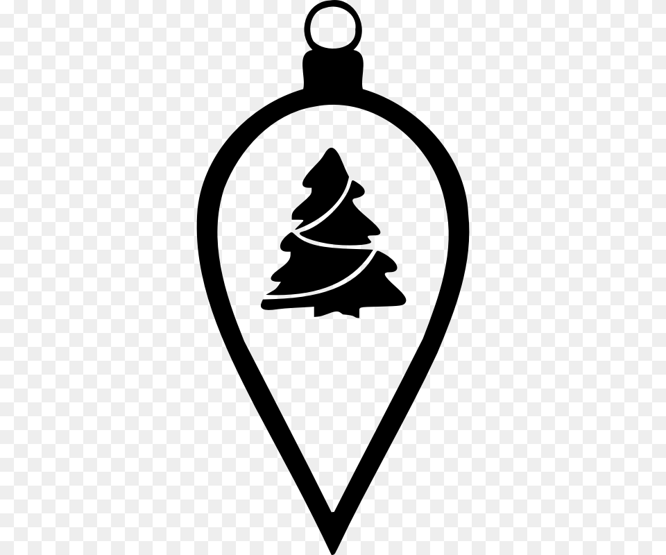Simple Tree Bauble Silhouette, Gray Png