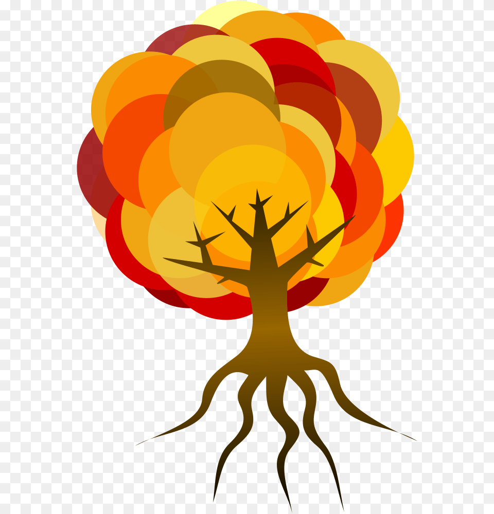 Simple Tree Cartoon Tree With Roots Transparent, Fire Free Png Download
