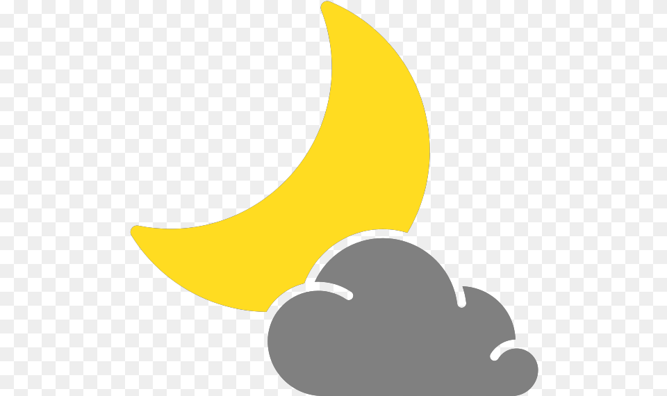 Simple Weather Icons Cloudy Night Cloudy Night Weather Symbol, Produce, Banana, Food, Fruit Png