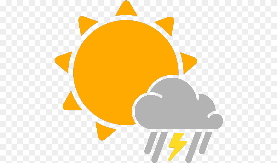 Simple Weather Icons Partly Mixed Rain And Thunderstorms Sunny Weather Icon, Logo Png Image