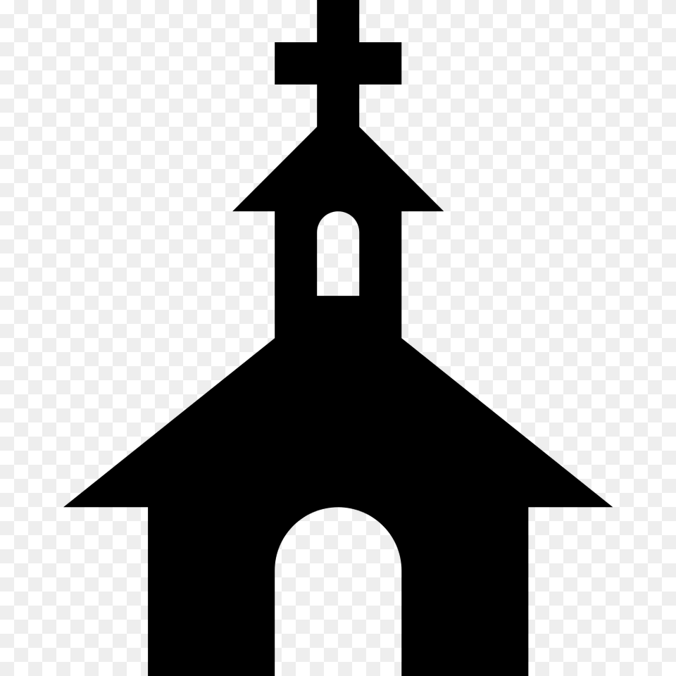 Simpleicons Places Church Black Silhouette With A Cross, Gray Png