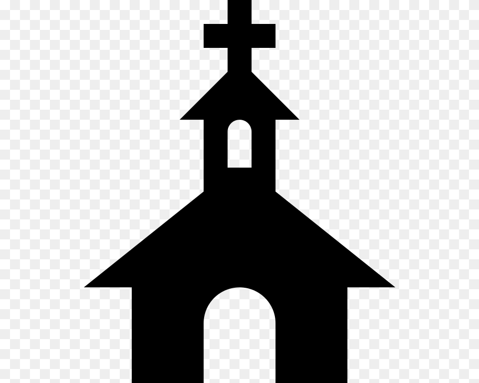 Simpleicons Places Church Black Silhouette With A Cross, Gray Png