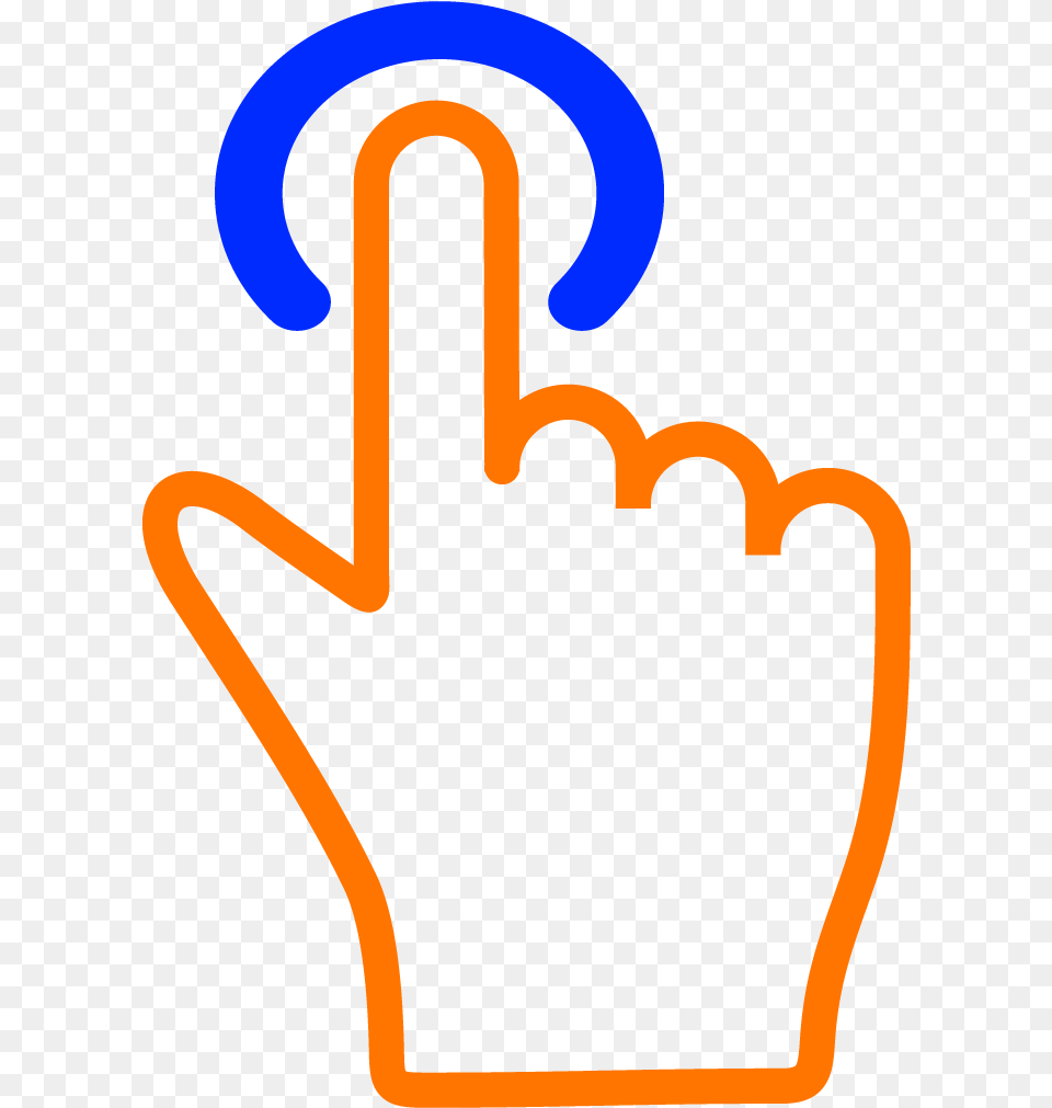 Simplicity Orange Finger Blue Button 4 4 Tap Here Icon, Clothing, Glove, Body Part, Hand Free Transparent Png