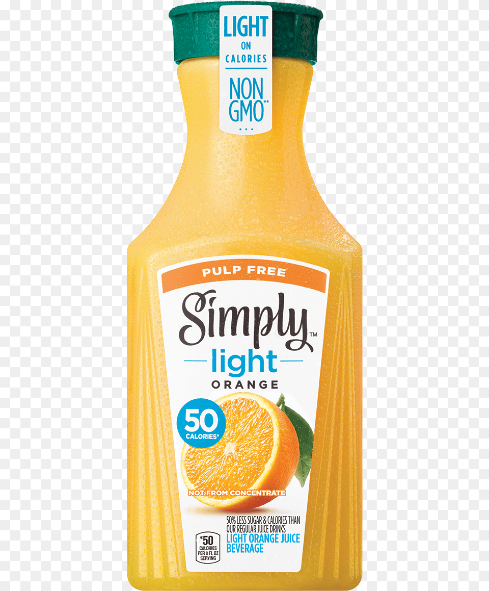 Simply Light Orange Juice Pulp Free Bottle, Beverage, Plant, Orange Juice, Produce Png Image