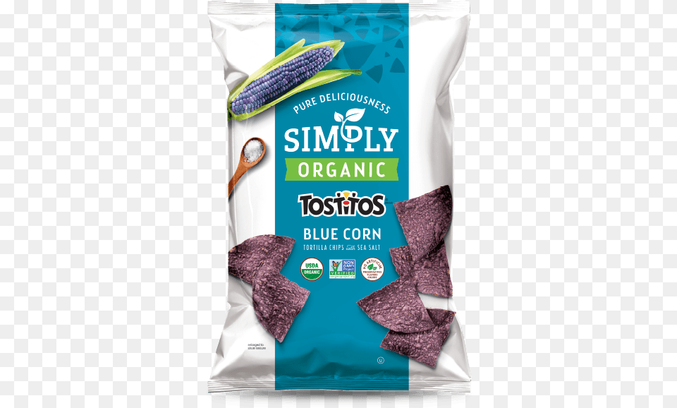 Simply Organic Tostitos Blue Corn Tortilla Chips Tostitos Organic Blue Corn Chips, Advertisement, Cutlery, Spoon Png